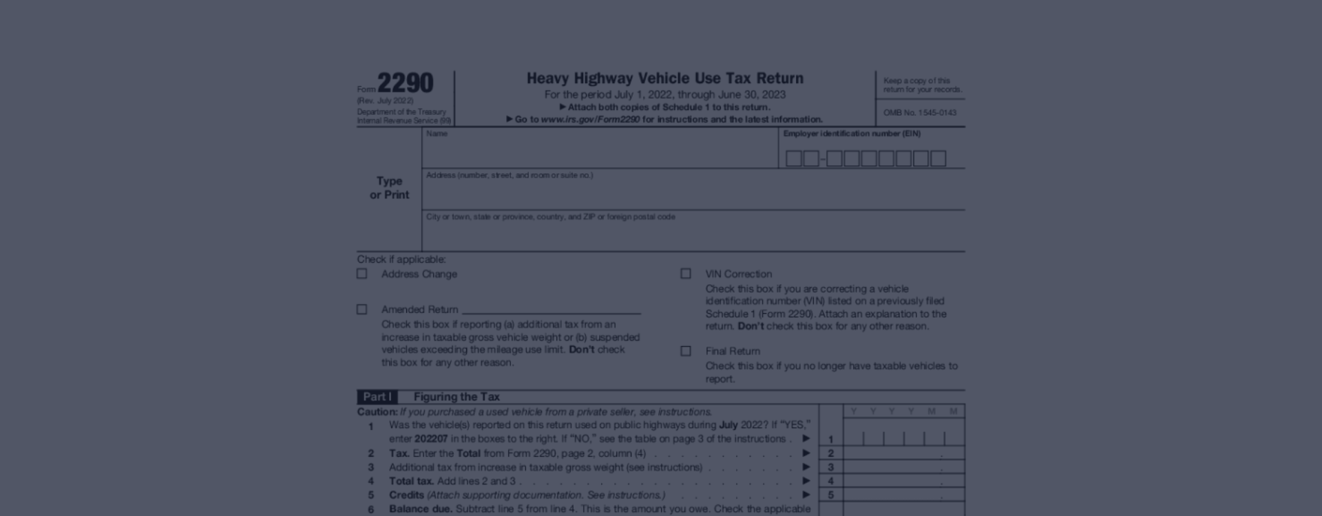 Irs 2290 tax form 2290 form printable 2022 2023 instructions free
